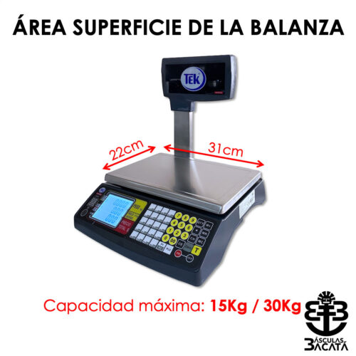 Tamano y capacidad de Balanza Liquidadora Torre Sistema POS RS232 CPTH Certificada