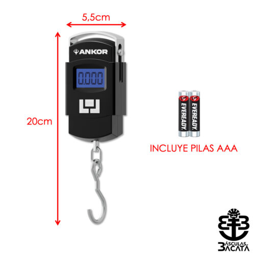 Báscula Electrónica De Colgar Con Gancho ANKOR medidas